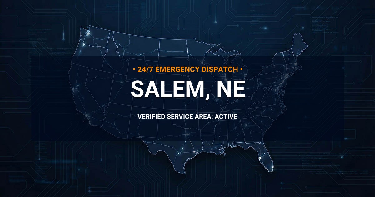 Emergency Plumbing Dispatch Map for Plumbing Services: Salem, NE