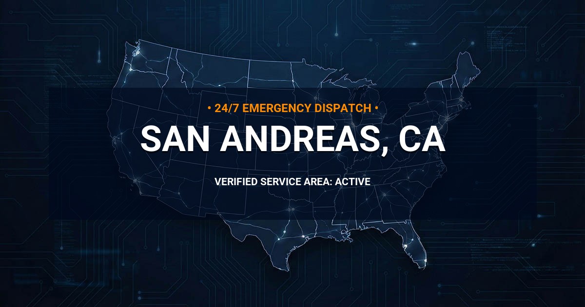 Emergency Plumbing Dispatch Map for Plumbing Services: San Andreas, CA