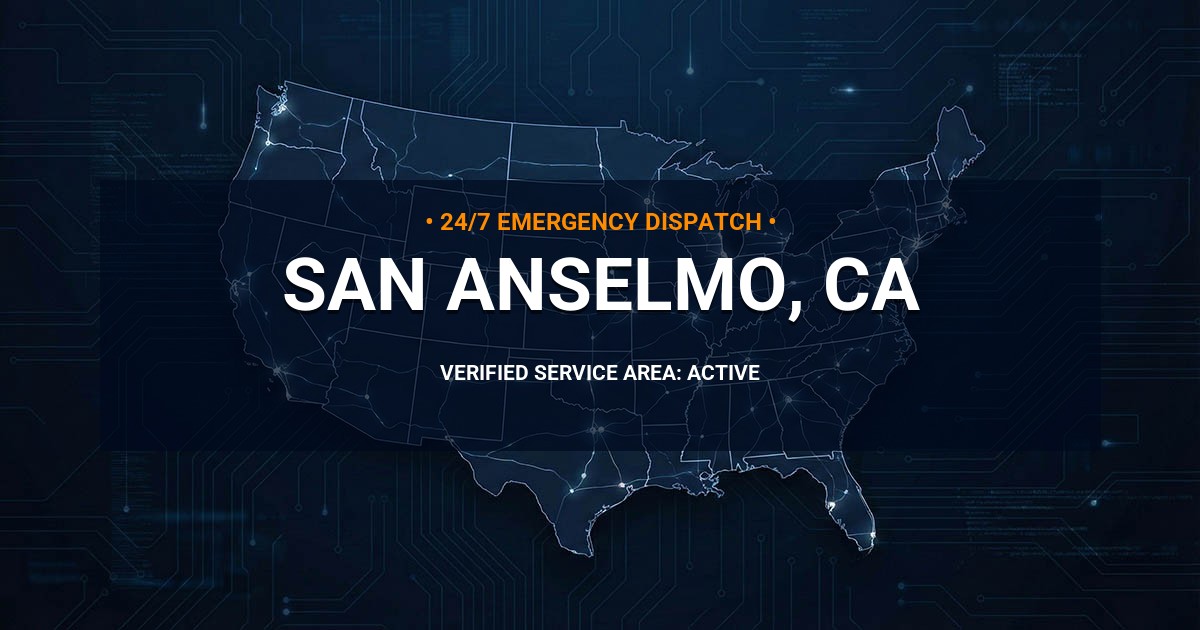 Emergency Plumbing Dispatch Map for Plumbing Services: San Anselmo, CA