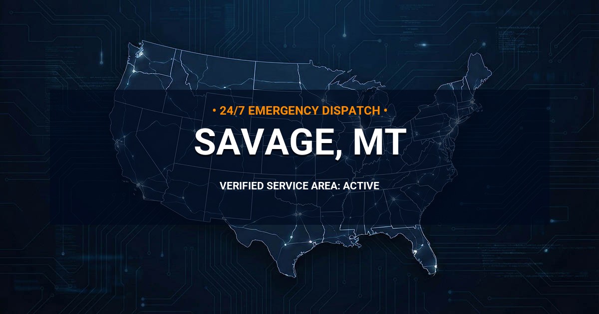 Emergency Plumbing Dispatch Map for Plumbing Services: Savage, MT