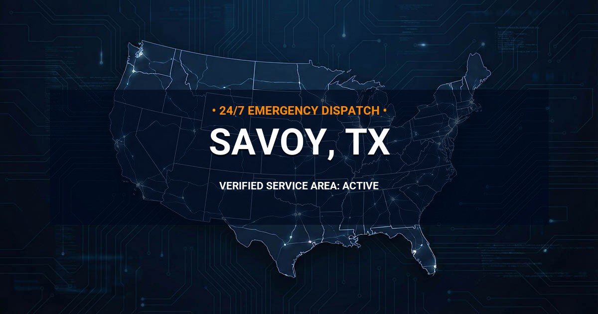 Emergency Plumbing Dispatch Map for Plumbing Services: Savoy, TX