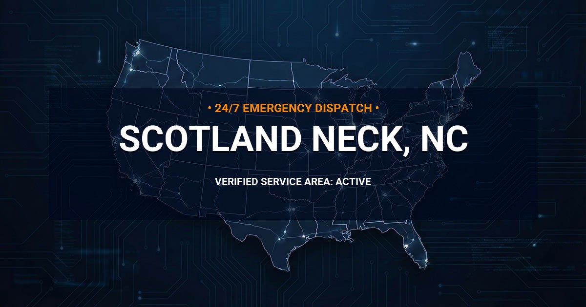 Emergency Plumbing Dispatch Map for Plumbing Services: Scotland Neck, NC