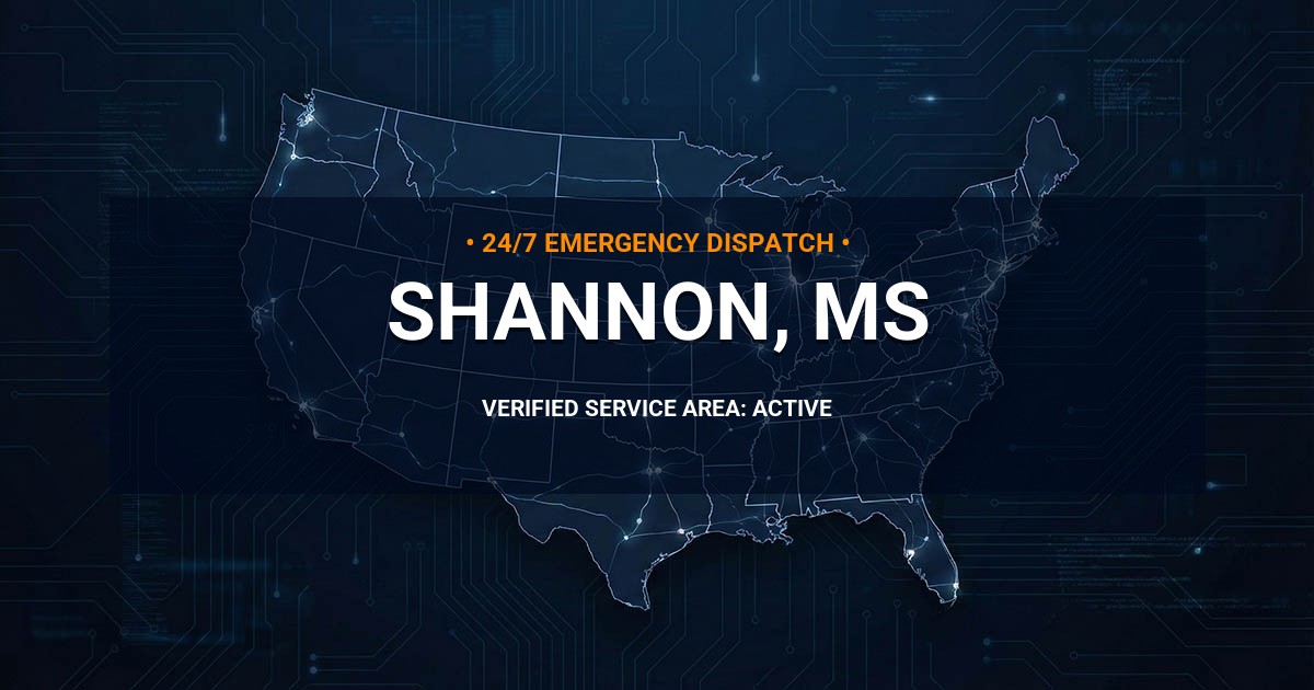 Emergency Plumbing Dispatch Map for Plumbing Services: Shannon, MS