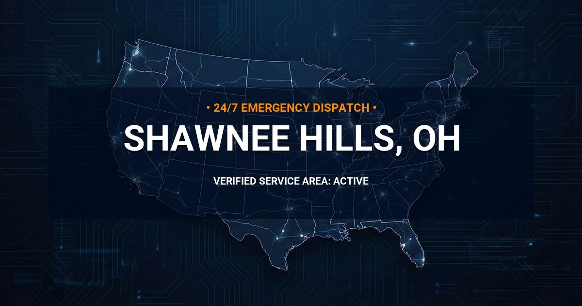 Emergency Plumbing Dispatch Map for Plumbing Services: Shawnee Hills, OH