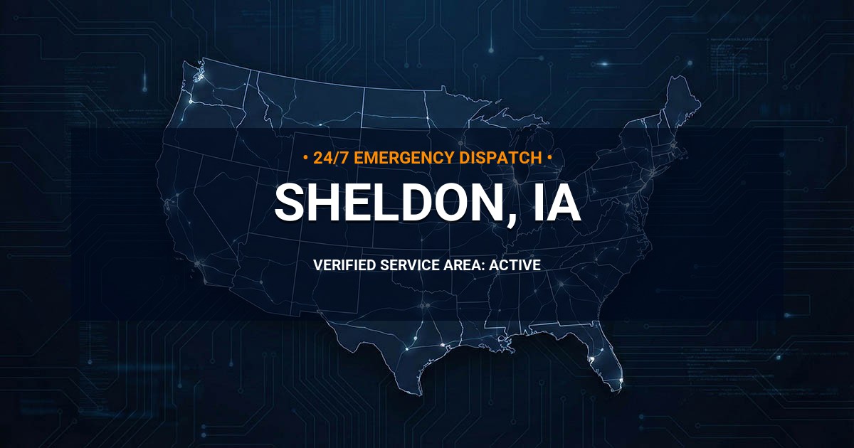 Emergency Plumbing Dispatch Map for Plumbing Services: Sheldon, IA