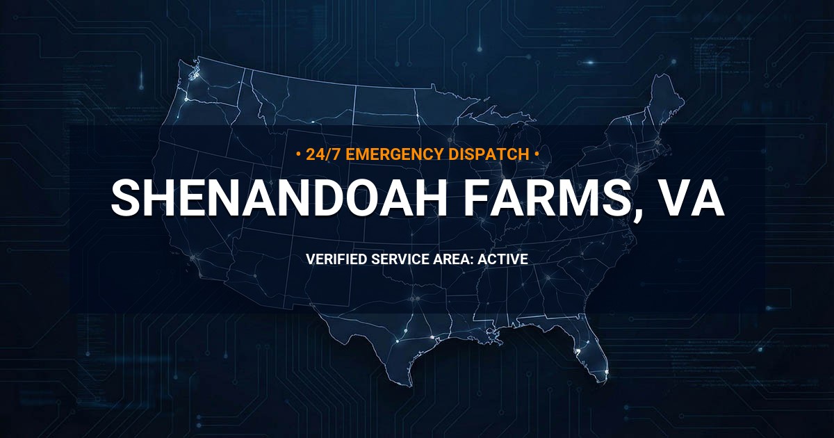 Emergency Plumbing Dispatch Map for Plumbing Services: Shenandoah Farms, VA