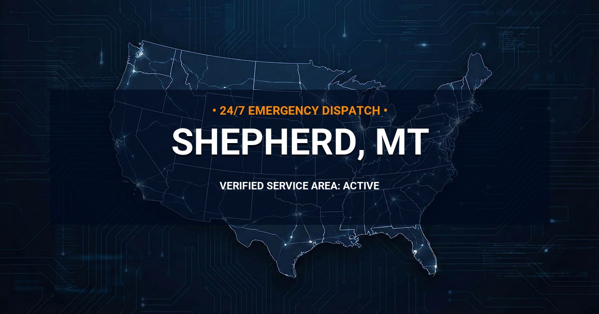 Emergency Plumbing Dispatch Map for Plumbing Services: Shepherd, MT