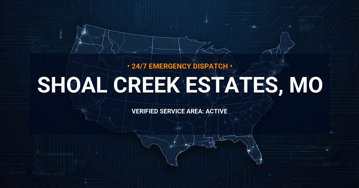 Emergency Plumbing Dispatch Map for Plumbing Services: Shoal Creek Estates, MO