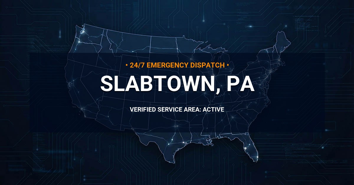 Emergency Plumbing Dispatch Map for Plumbing Services: Slabtown, PA