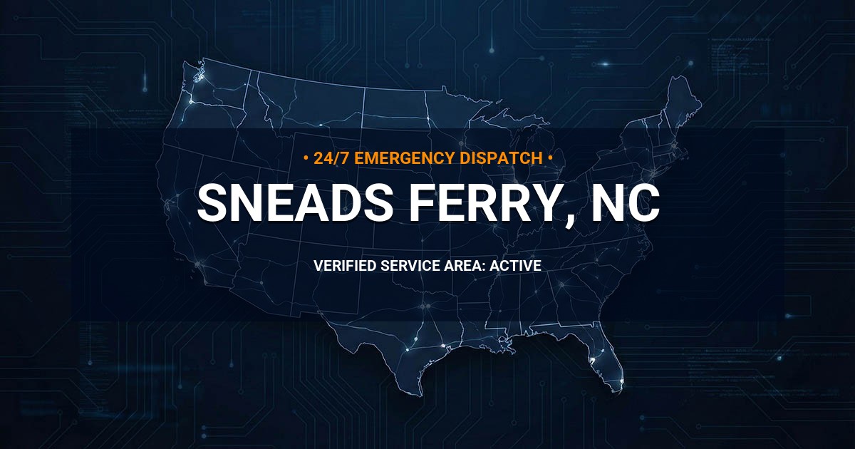 Emergency Plumbing Dispatch Map for Plumbing Services: Sneads Ferry, NC