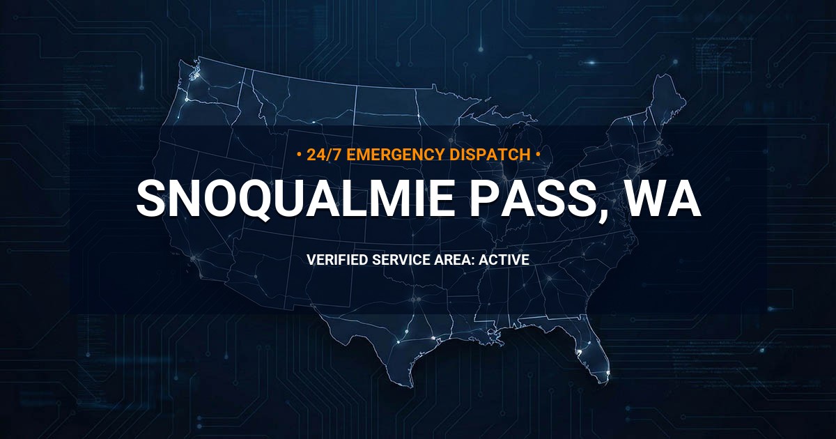 Emergency Plumbing Dispatch Map for Plumbing Services: Snoqualmie Pass, WA