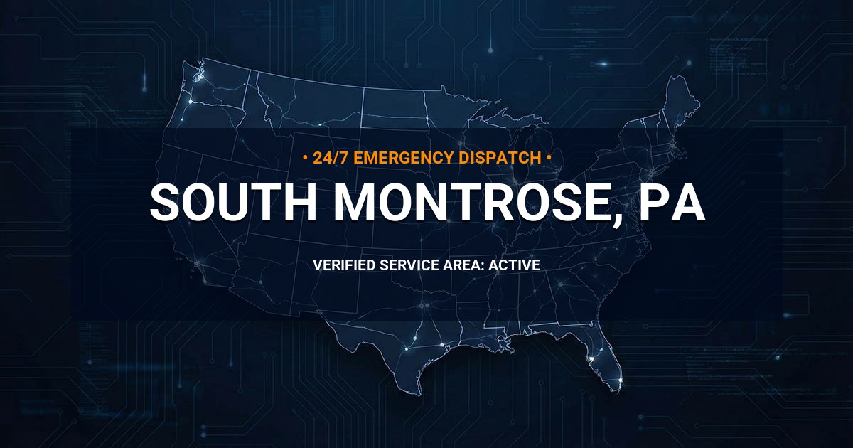 Emergency Plumbing Dispatch Map for Plumbing Services: South Montrose, PA