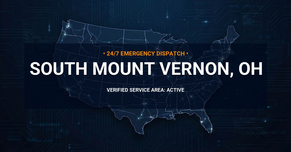 Emergency Plumbing Dispatch Map for Plumbing Services: South Mount Vernon, OH