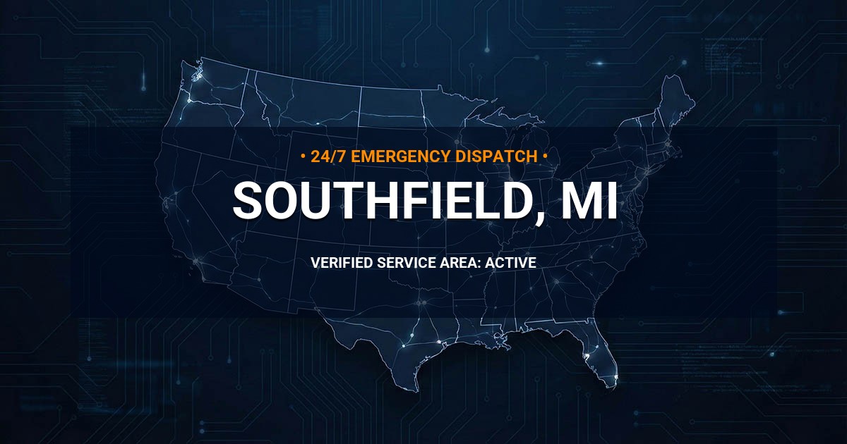 Emergency Plumbing Dispatch Map for Plumbing Services: Southfield, MI