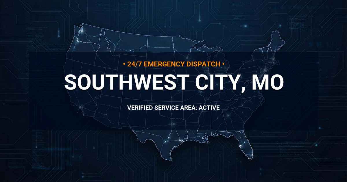 Emergency Plumbing Dispatch Map for Plumbing Services: Southwest City, MO