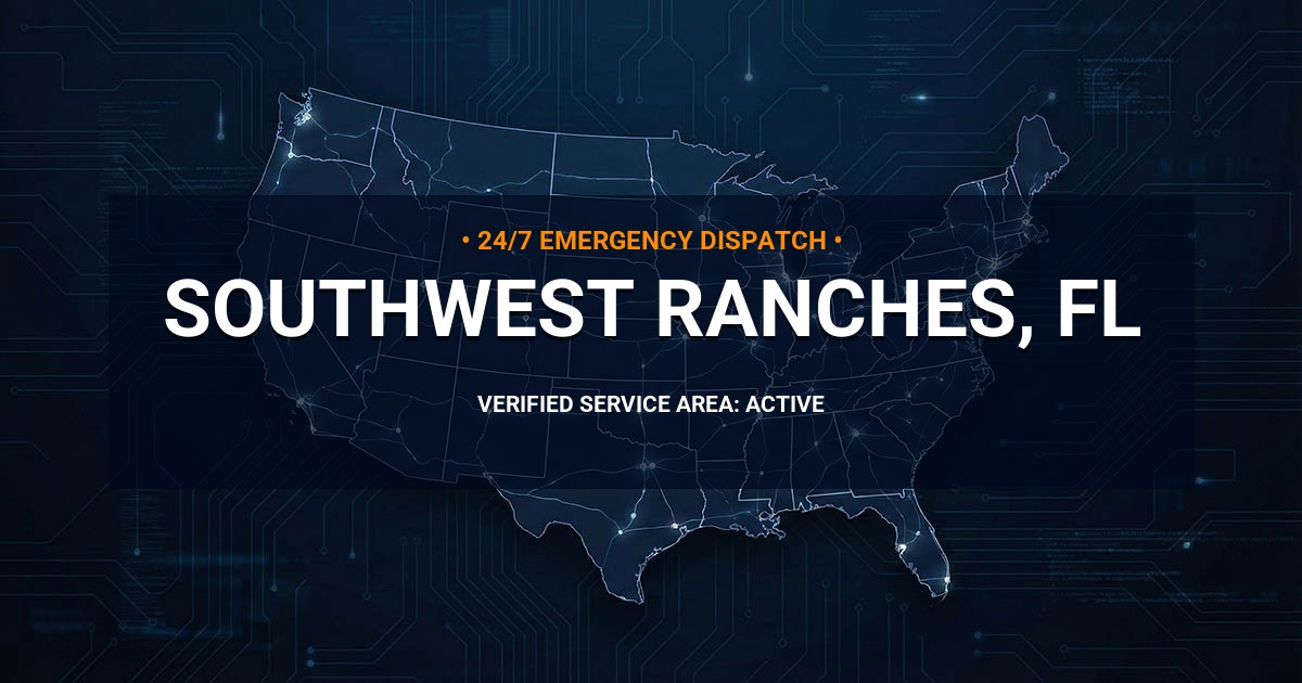 Emergency Plumbing Dispatch Map for Plumbing Services: Southwest Ranches, FL