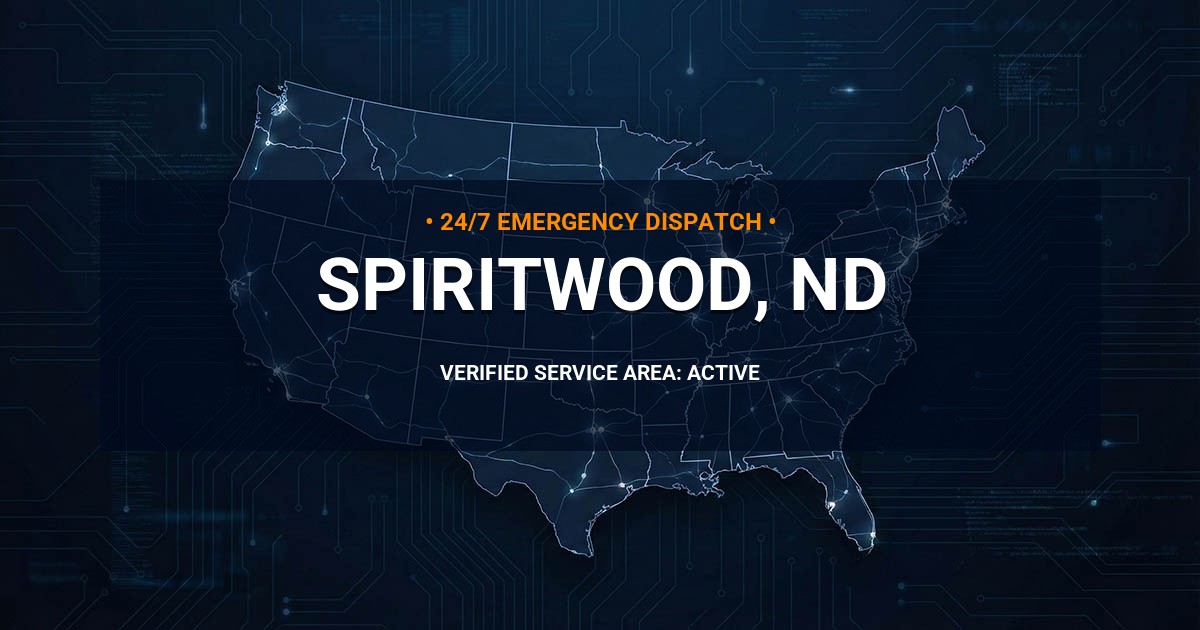 Emergency Plumbing Dispatch Map for Plumbing Services: Spiritwood, ND