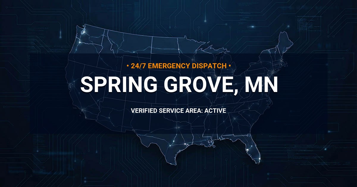 Emergency Plumbing Dispatch Map for Plumbing Services: Spring Grove, MN