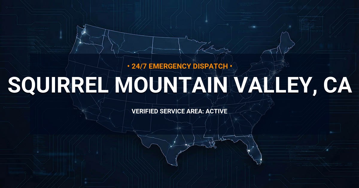 Emergency Plumbing Dispatch Map for Plumbing Services: Squirrel Mountain Valley, CA