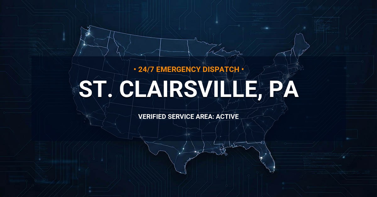 Emergency Plumbing Dispatch Map for Plumbing Services: St. Clairsville, PA