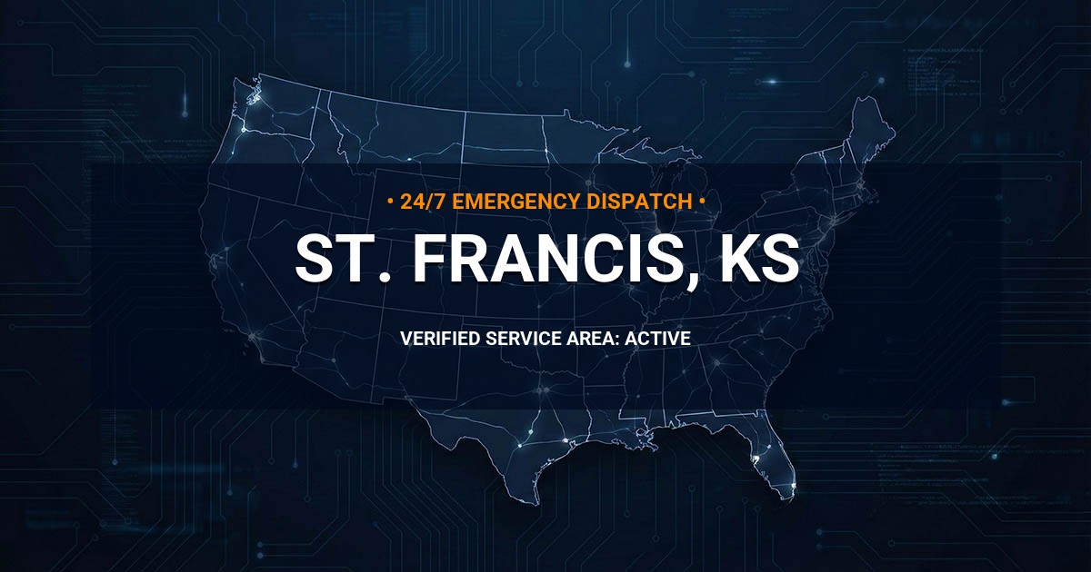 Emergency Plumbing Dispatch Map for Plumbing Services: St. Francis, KS