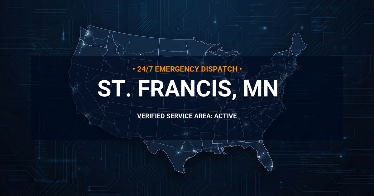 Emergency Plumbing Dispatch Map for Plumbing Services: St. Francis, MN