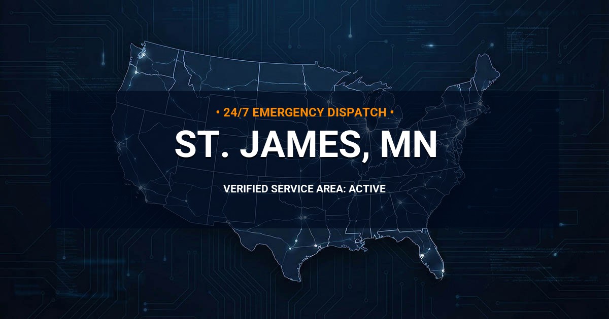 Emergency Plumbing Dispatch Map for Plumbing Services: St. James, MN
