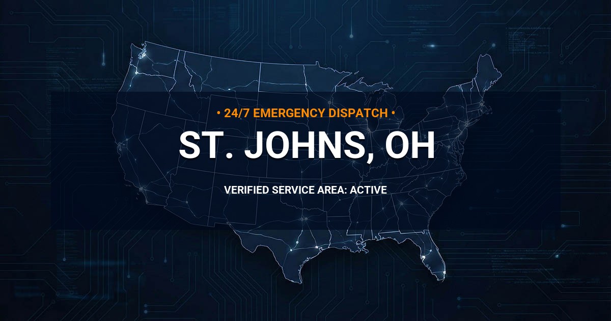 Emergency Plumbing Dispatch Map for Plumbing Services: St. Johns, OH