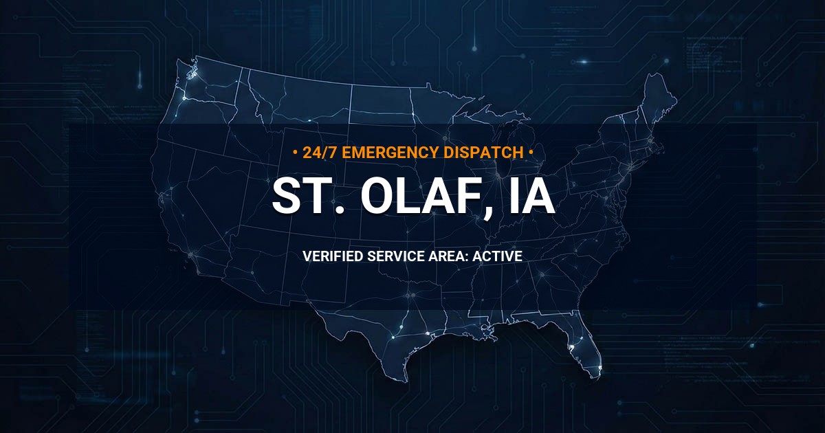 Emergency Plumbing Dispatch Map for Plumbing Services: St. Olaf, IA