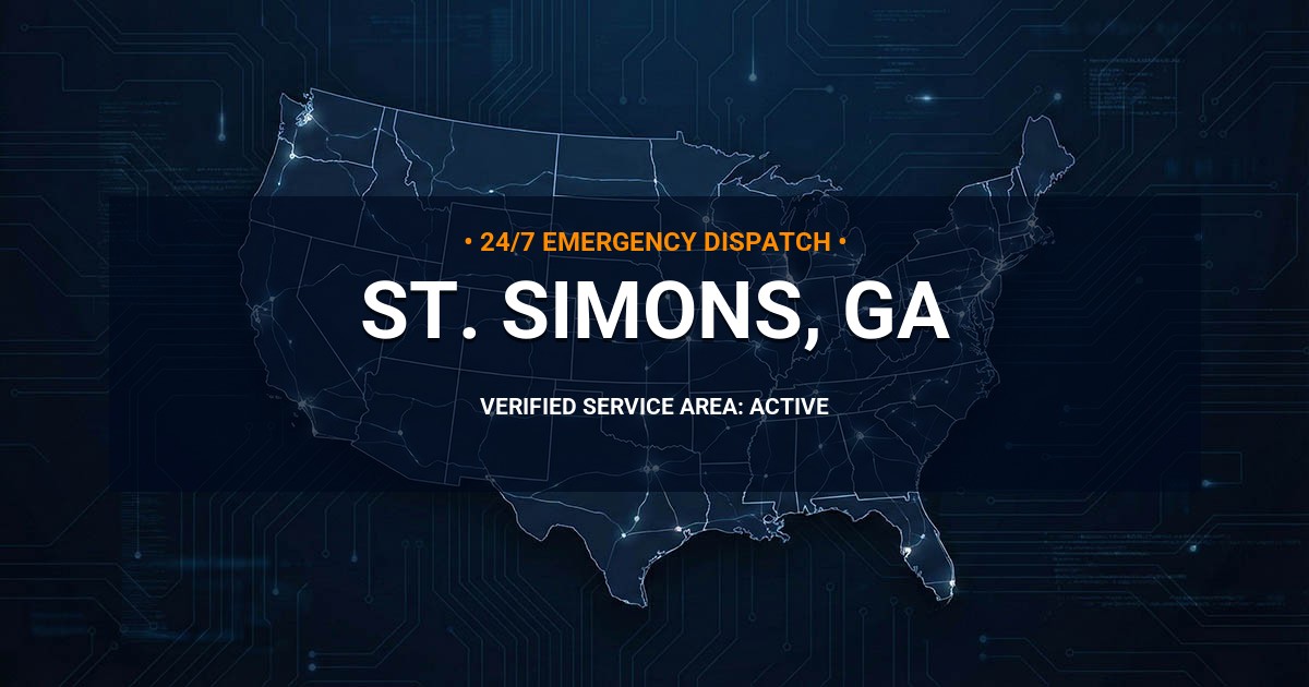 Emergency Plumbing Dispatch Map for Plumbing Services: St. Simons, GA