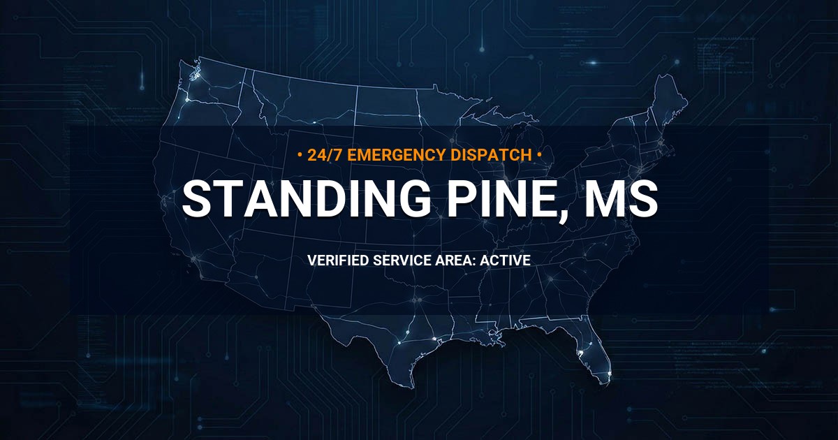 Emergency Plumbing Dispatch Map for Plumbing Services: Standing Pine, MS