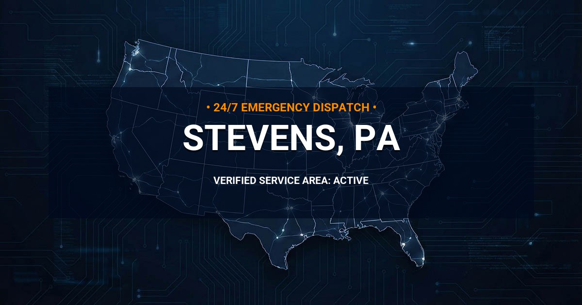 Emergency Plumbing Dispatch Map for Plumbing Services: Stevens, PA