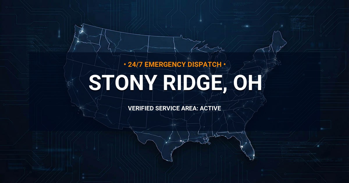 Emergency Plumbing Dispatch Map for Plumbing Services: Stony Ridge, OH