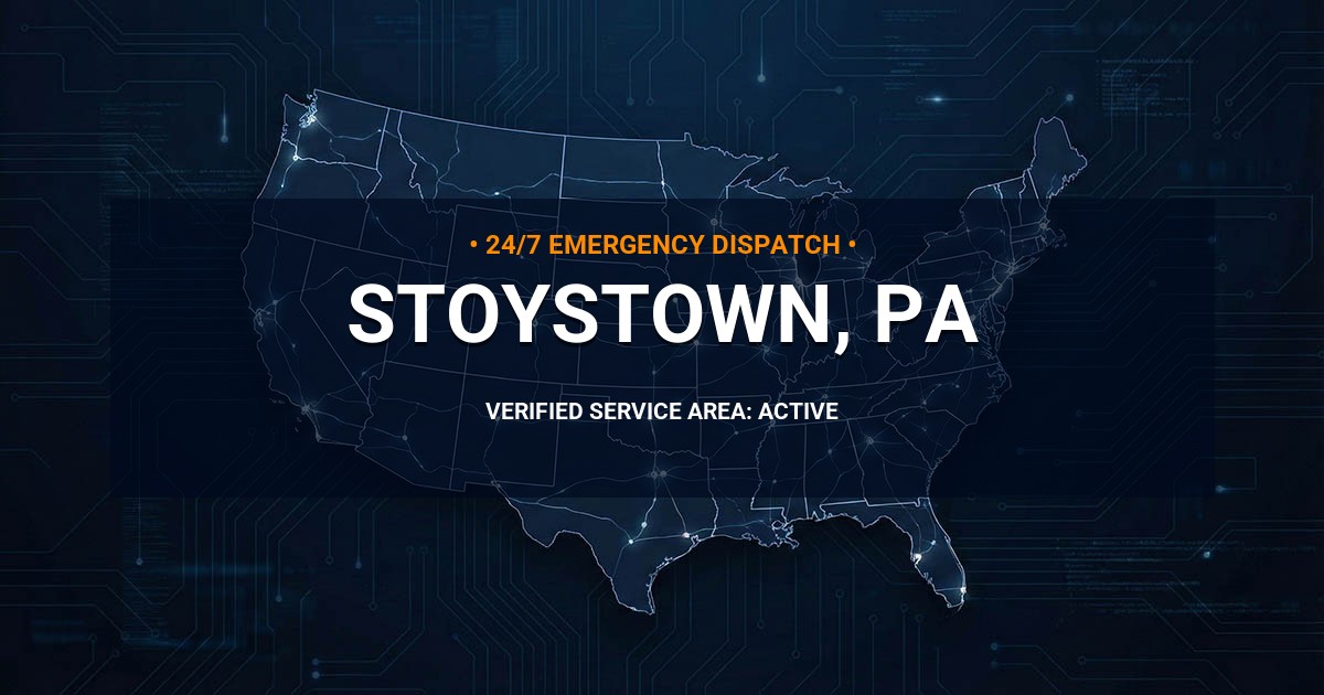 Emergency Plumbing Dispatch Map for Plumbing Services: Stoystown, PA