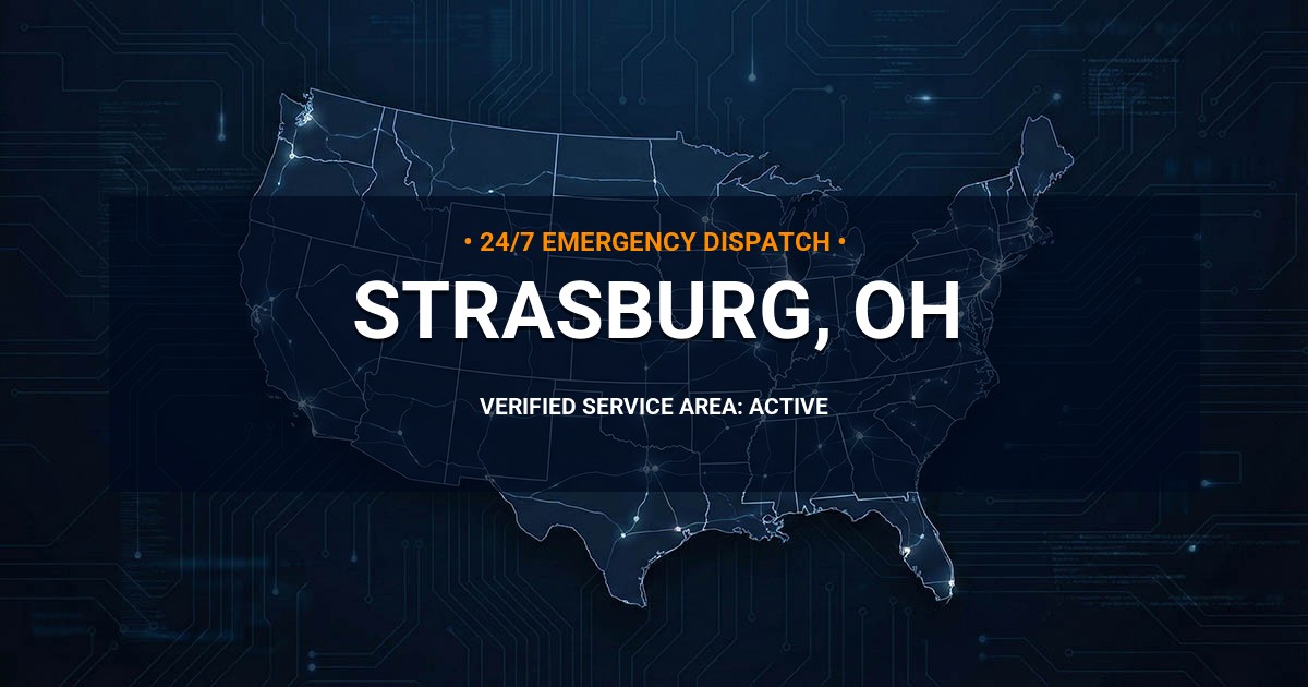 Emergency Plumbing Dispatch Map for Plumbing Services: Strasburg, OH