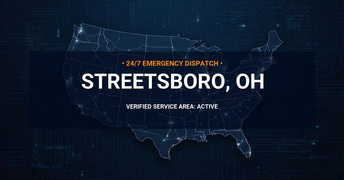 Emergency Plumbing Dispatch Map for Plumbing Services: Streetsboro, OH