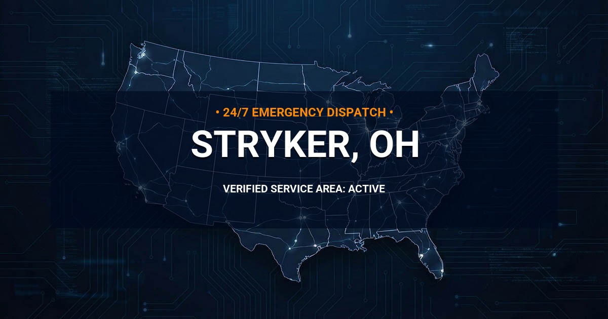 Emergency Plumbing Dispatch Map for Plumbing Services: Stryker, OH