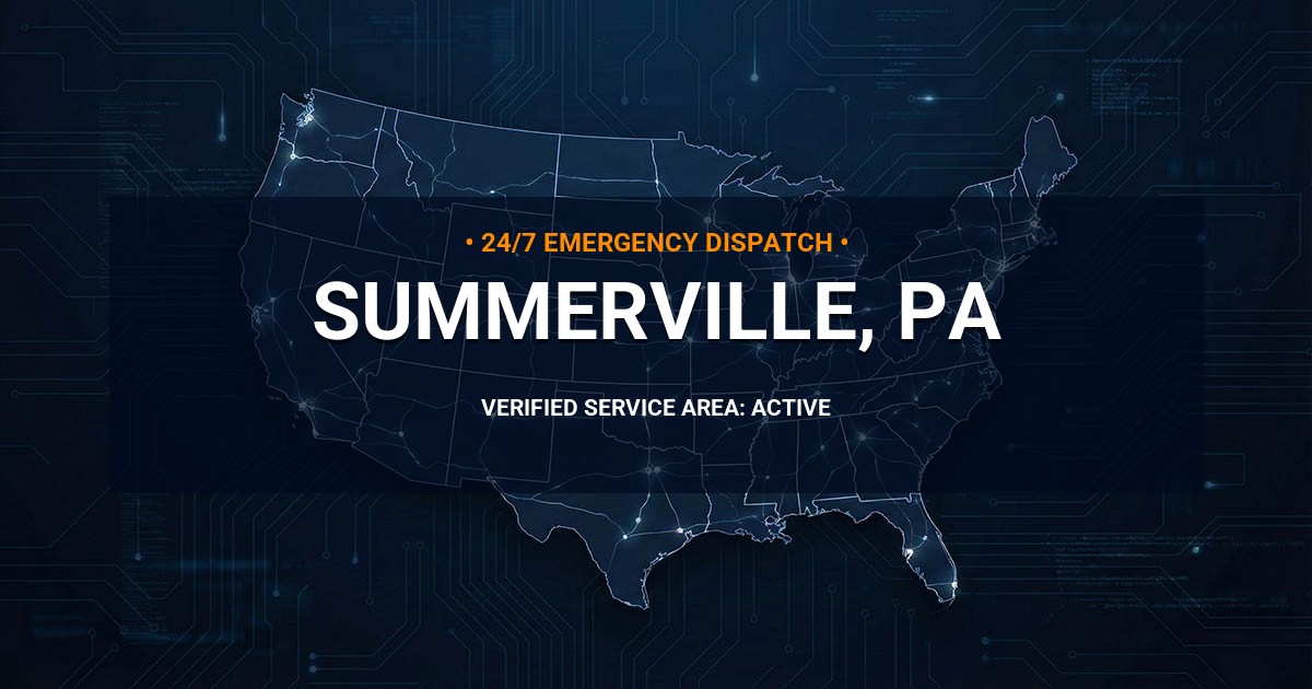 Emergency Plumbing Dispatch Map for Plumbing Services: Summerville, PA