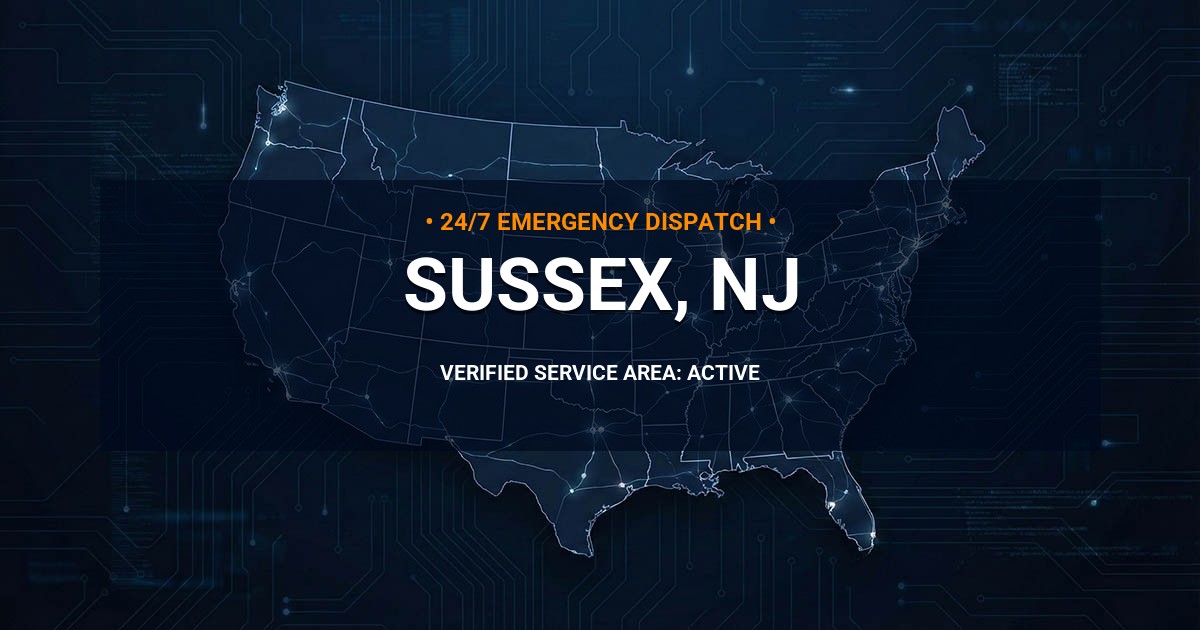 Emergency Plumbing Dispatch Map for Plumbing Services: Sussex, NJ