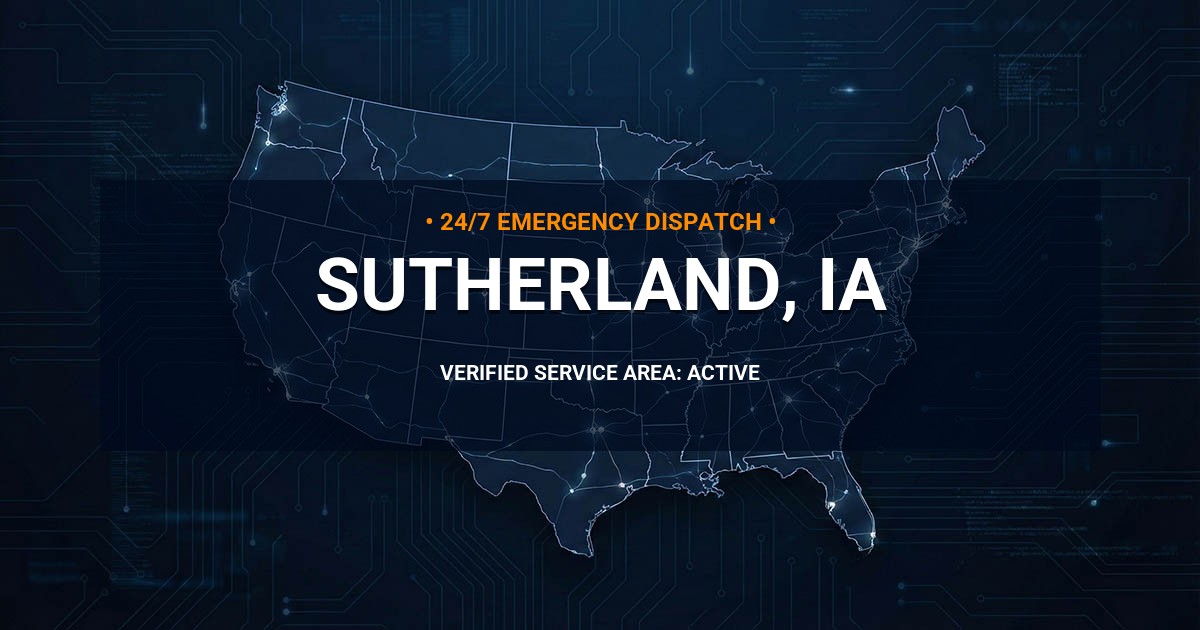 Emergency Plumbing Dispatch Map for Plumbing Services: Sutherland, IA