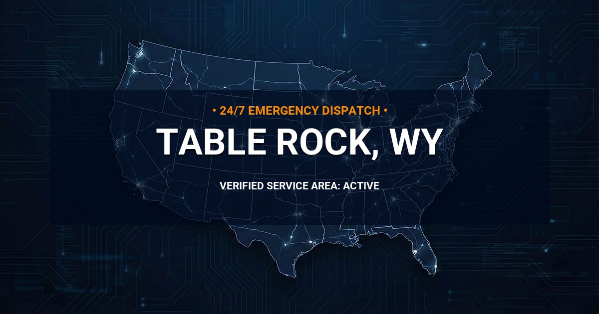 Emergency Plumbing Dispatch Map for Plumbing Services: Table Rock, WY