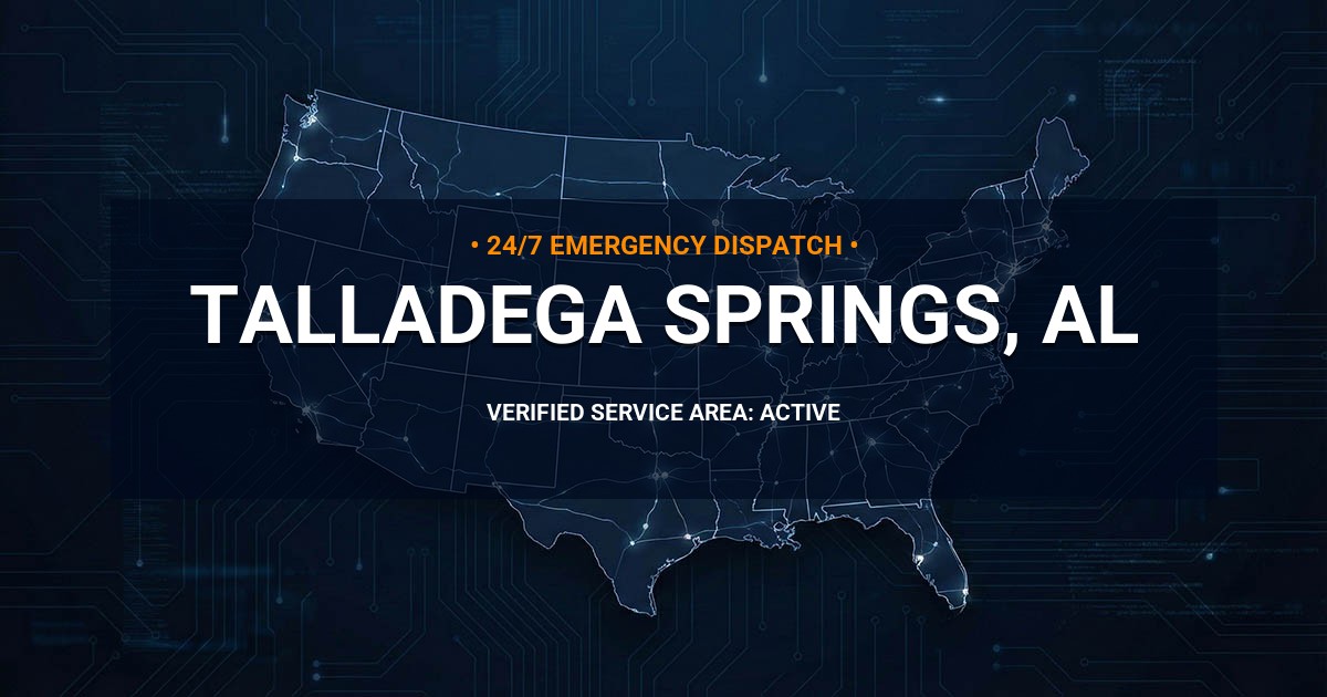Emergency Plumbing Dispatch Map for Plumbing Services: Talladega Springs, AL