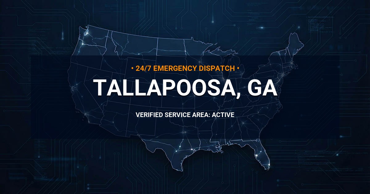 Emergency Plumbing Dispatch Map for Plumbing Services: Tallapoosa, GA