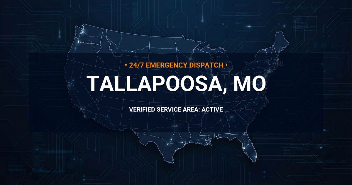 Emergency Plumbing Dispatch Map for Plumbing Services: Tallapoosa, MO
