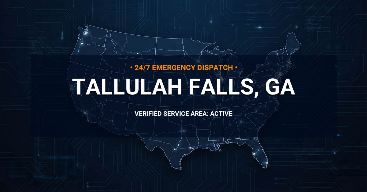 Emergency Plumbing Dispatch Map for Plumbing Services: Tallulah Falls, GA