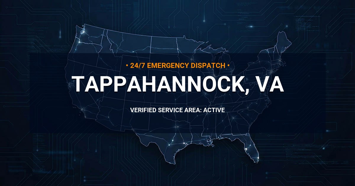 Emergency Plumbing Dispatch Map for Plumbing Services: Tappahannock, VA