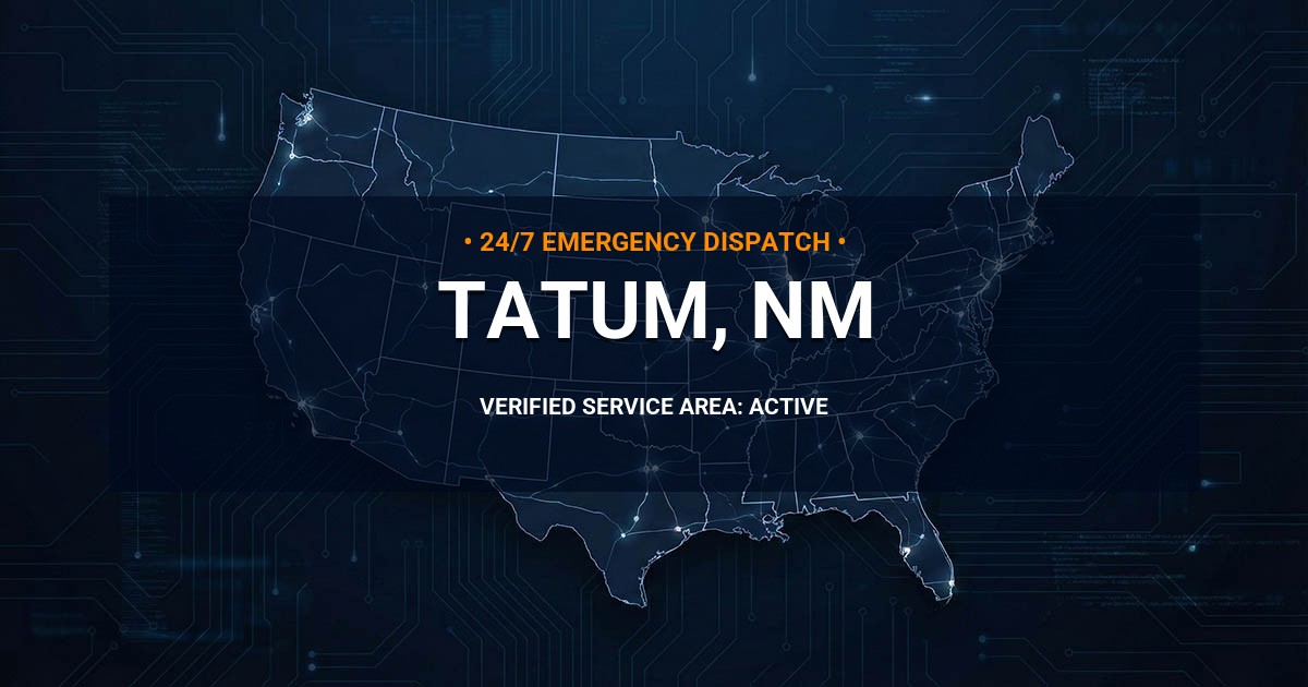 Emergency Plumbing Dispatch Map for Plumbing Services: Tatum, NM