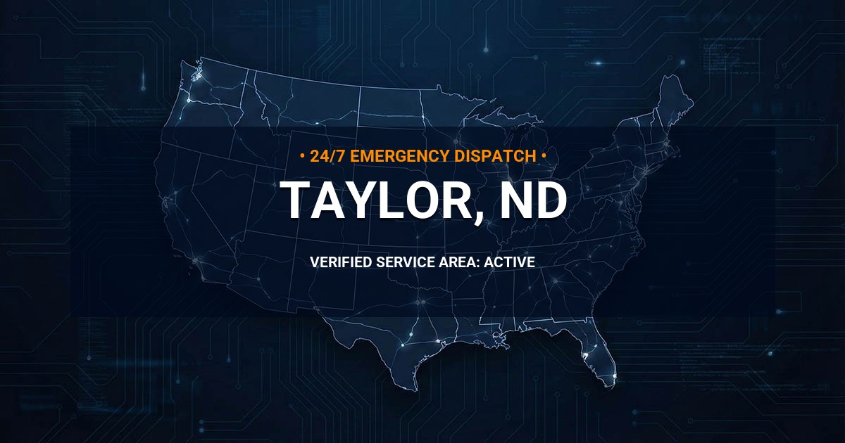 Emergency Plumbing Dispatch Map for Plumbing Services: Taylor, ND
