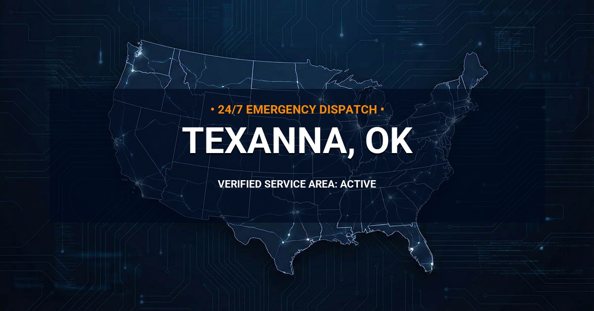 Emergency Plumbing Dispatch Map for Plumbing Services: Texanna, OK