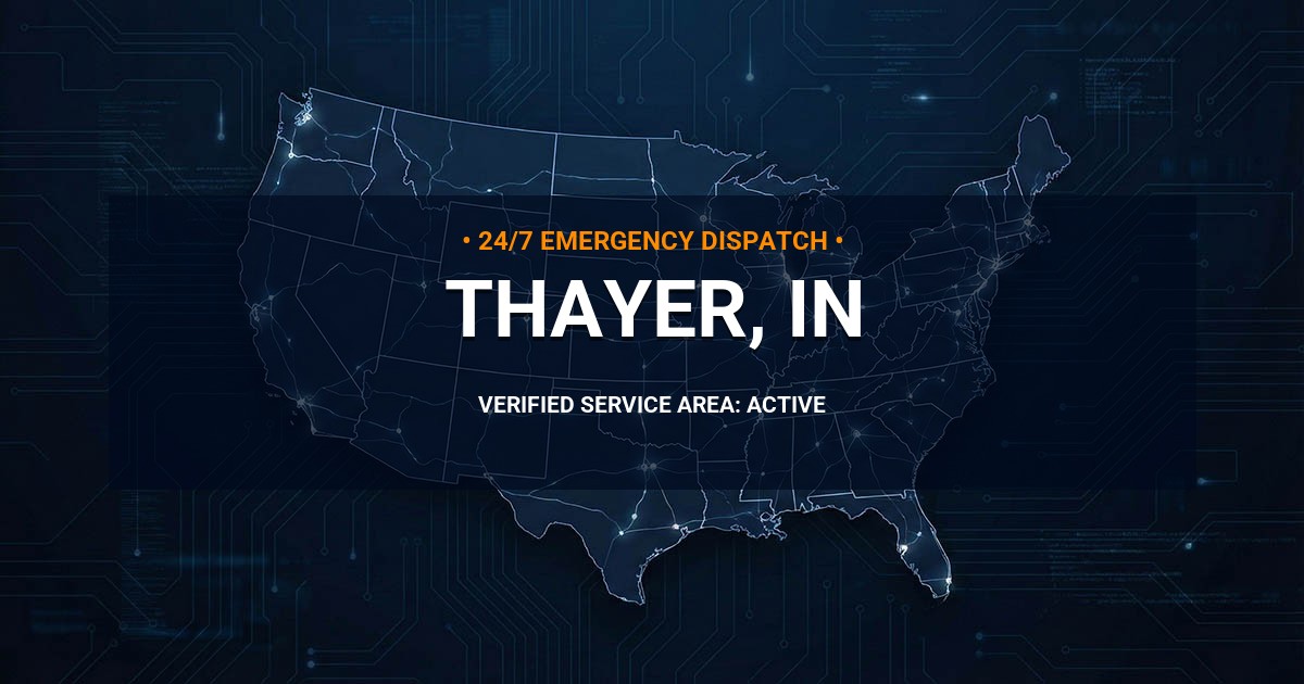 Emergency Plumbing Dispatch Map for Plumbing Services: Thayer, IN